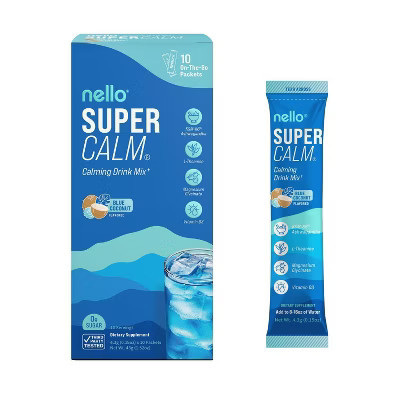Nello Supercalm Calming Drink Mix Supplement Powder - Blue Coconut - 1.5oz/10ct | Target