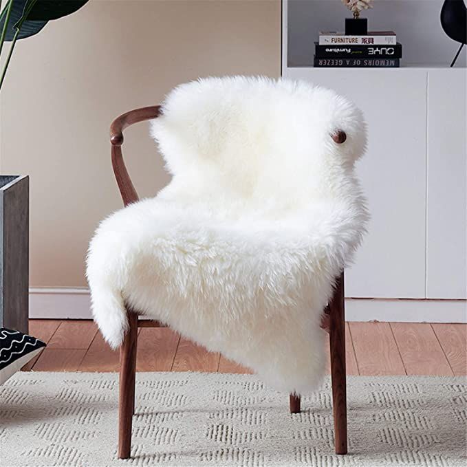 duduta White Faux Fur Chair Seat Covers, Fluffy Shag Sheepskin Bedside Rugs Throw Washable 2x3 ft | Amazon (US)