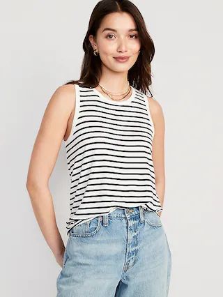 Sleeveless Luxe Striped T-Shirt for Women | Old Navy (US)