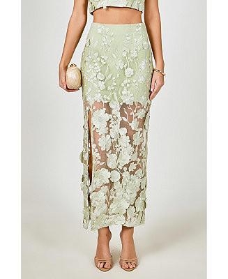 Women's Floral Embroidered Midi Skirt | Macy's