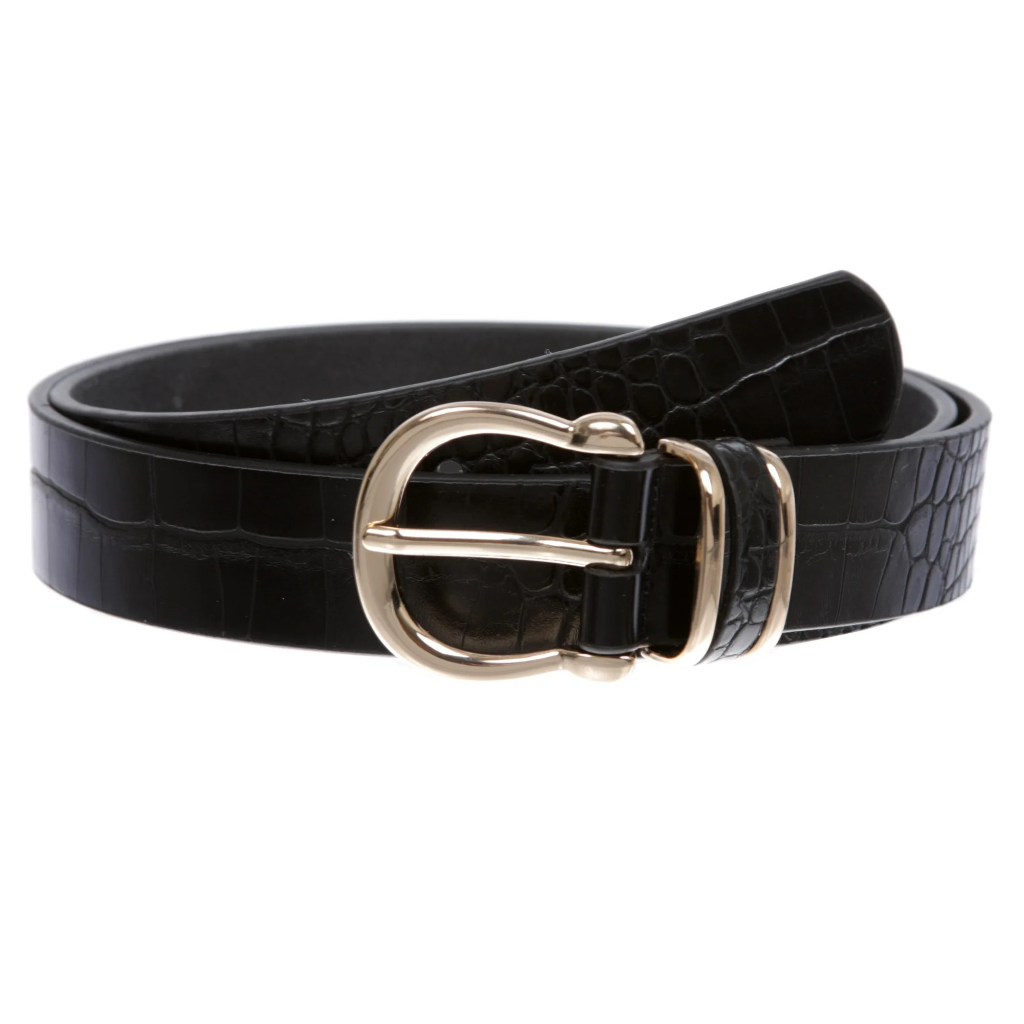 Stunning Croco Print Leather Belt with Triple Holder & Equestrian Buckle | Walmart (US)