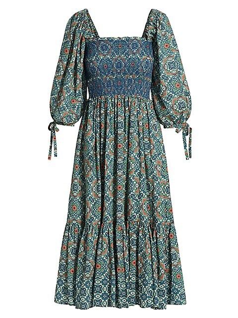Cara Cara Jazzy Printed Smocked Midi Dress | Saks Fifth Avenue