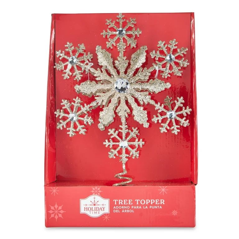 Holiday Time Christmas Tree Topper, Gold Snowflake with Diamonds, 10.5" - Walmart.com | Walmart (US)