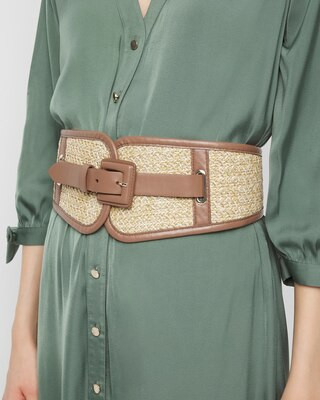 Women's Raffia Wide Belt in Tan size Medium/Large | White House Black Market | White House Black Market