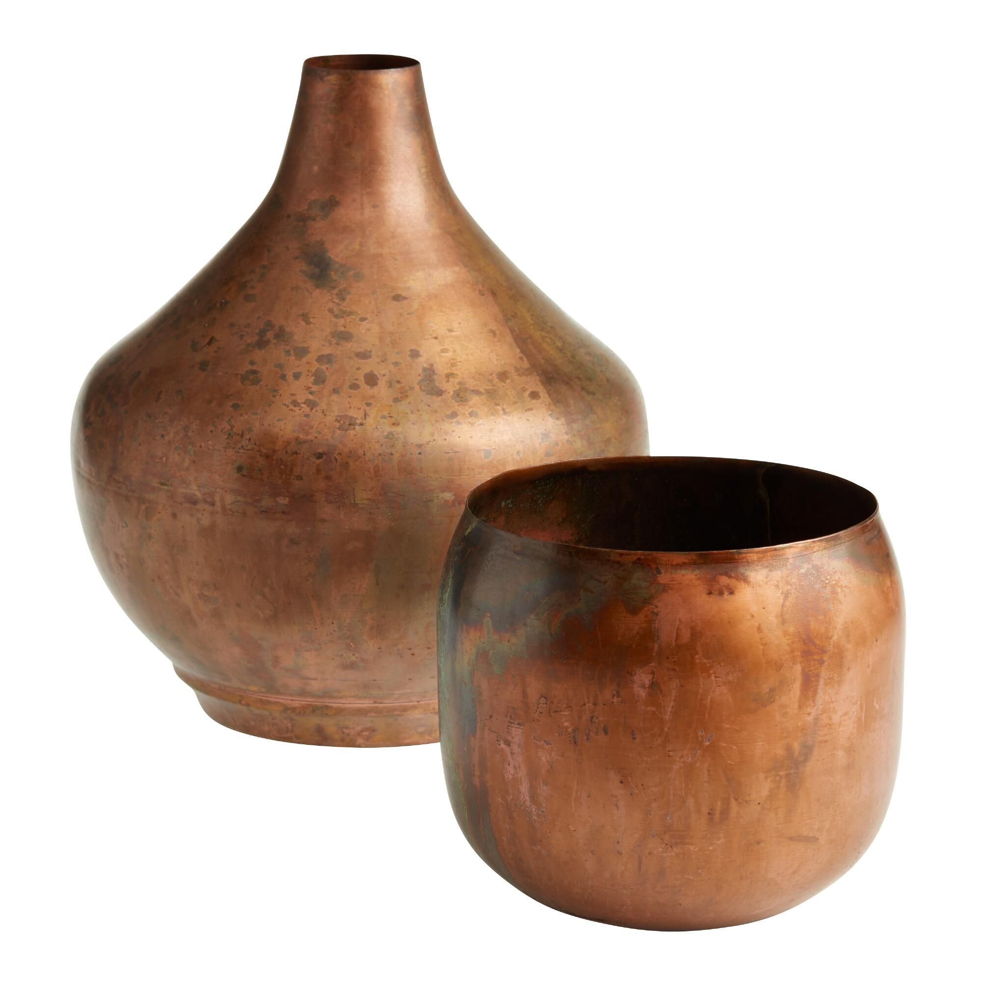 Copper Vintage Patina Metal Vase Collection - World Market | World Market
