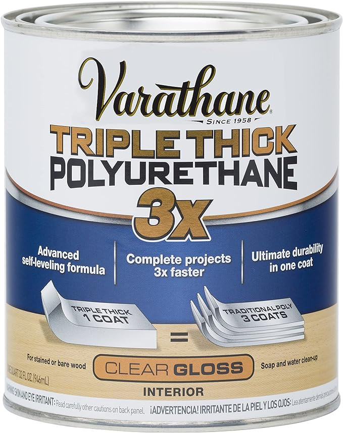 Varathane 284470 Triple Thick Polyurethane, Quart (Pack of 1), Gloss, 32 Fl Oz | Amazon (US)