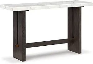 Signature Design by Ashley Burkhaus Traditional Rectangular Sofa Table with Marble Tabletop, Dark... | Amazon (US)