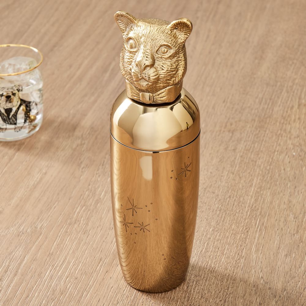 Dapper Animal Cocktail Shaker, Stainless Steel, Antique Brass, 24 oz | West Elm (US)