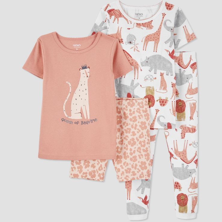 Carter's Just One You®️ Toddler Girls' 4pc Leopard Safari Snug Fit Pajama Set - Brown | Target