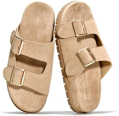 Project Cloud Genuine Leather Womens Sandals Comfortable & Non-Slip Slides for Women - Plush & So... | Amazon (US)