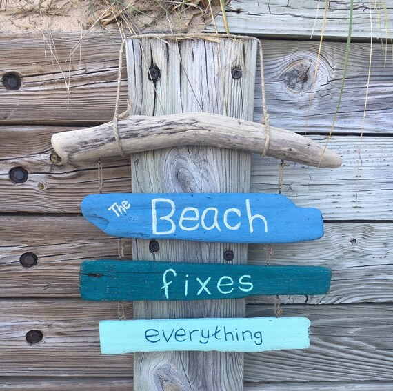 The Beach Fixes Everything // Driftwood Beach Decor // Driftwood Art // Nautical Decor // Coastal... | Etsy (US)
