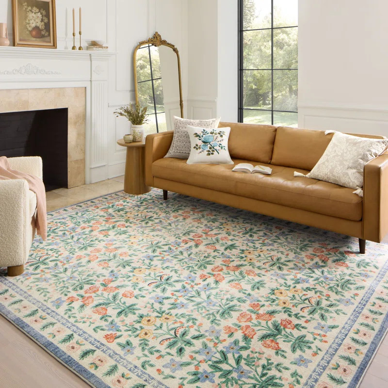 Rifle Paper Co. x Loloi Eden Mughal Garden Cream Rug feat CloudPile | Wayfair North America