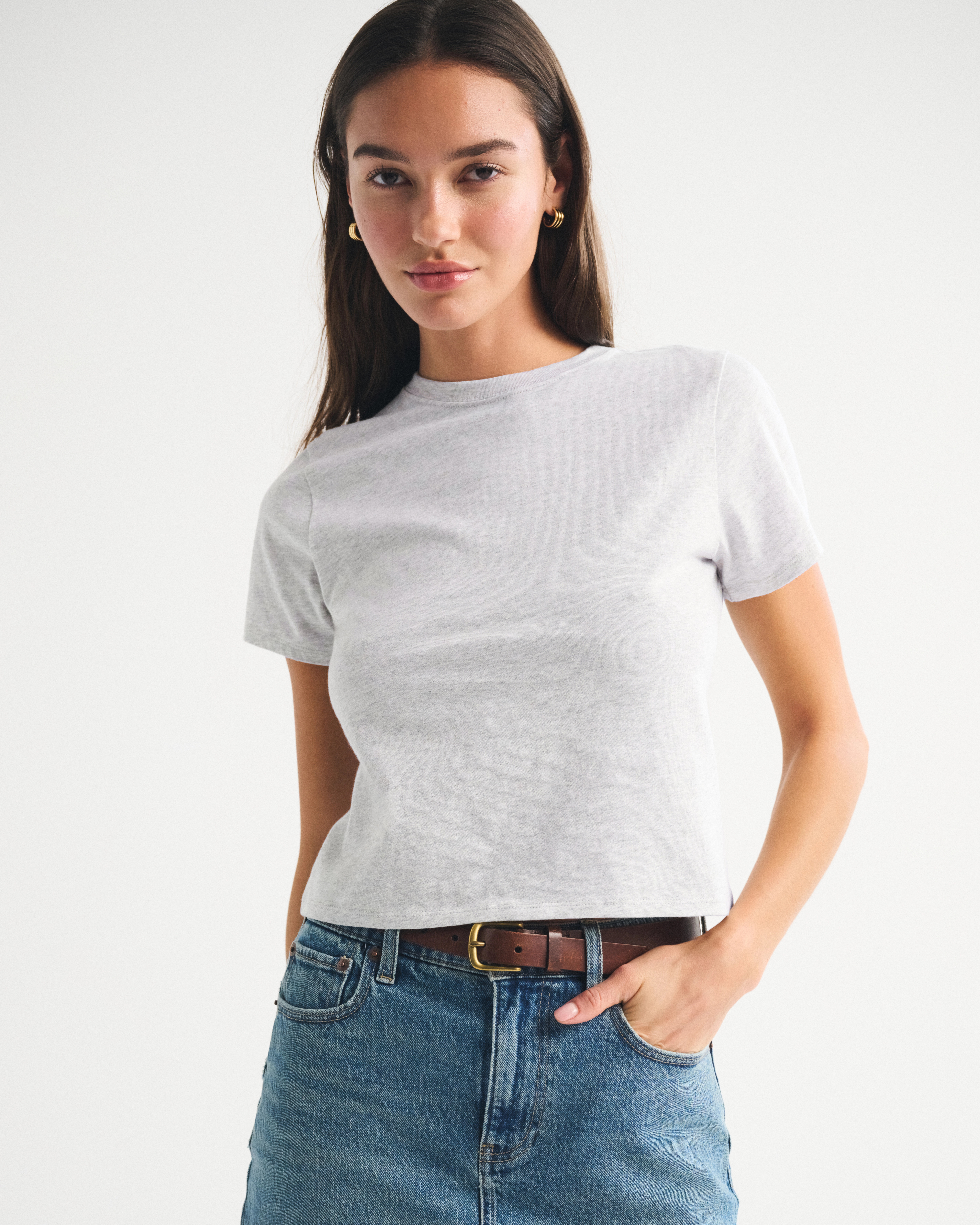 Essential Polished Body-Skimming Tee | Abercrombie & Fitch (US)