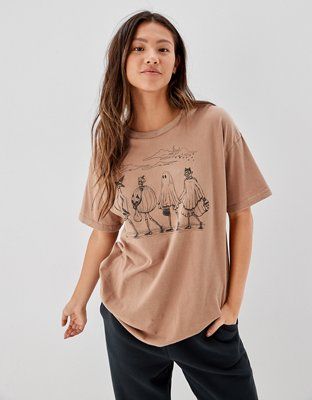 AE Oversized Halloween Skeleton Graphic Tee | American Eagle Outfitters (US & CA)