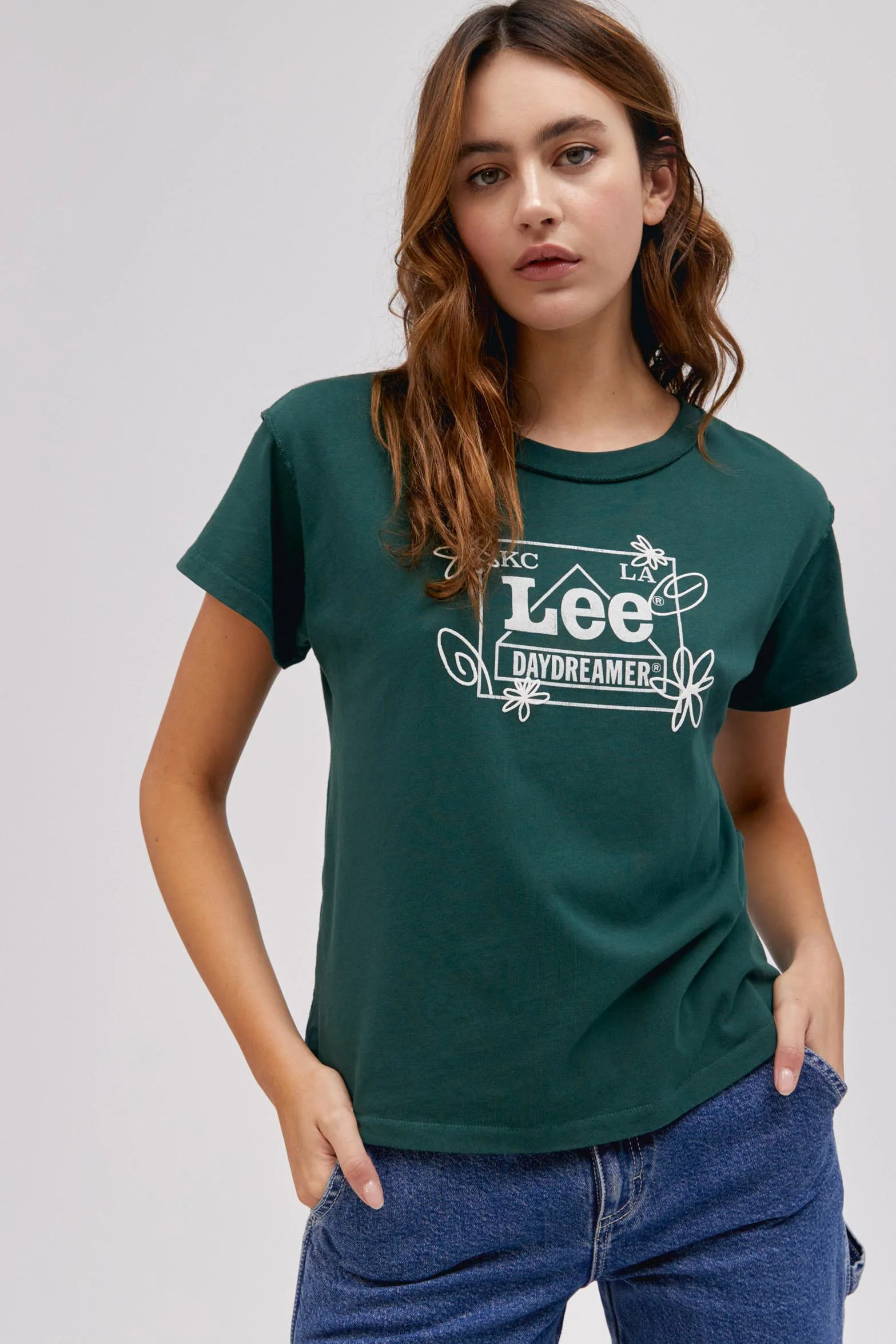 Lee x Daydreamer Doodles Reverse GF Tee in Pine | Daydreamer