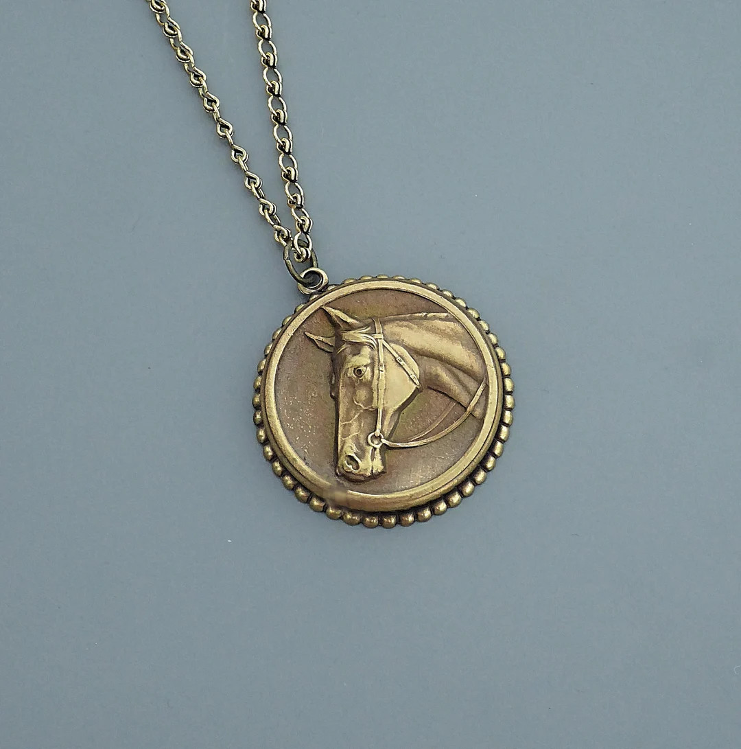 Vintage Jewelry Vintage Necklace Horse Necklace Brass Jewelry Equine Necklace Chloe's Vintage Han... | Etsy (US)