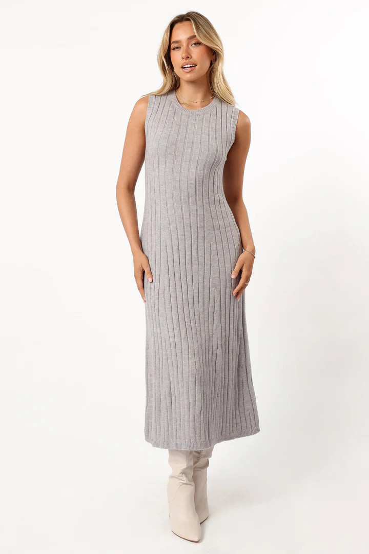 Kellie Knit Midi Dress - Grey | Petal & Pup (US)