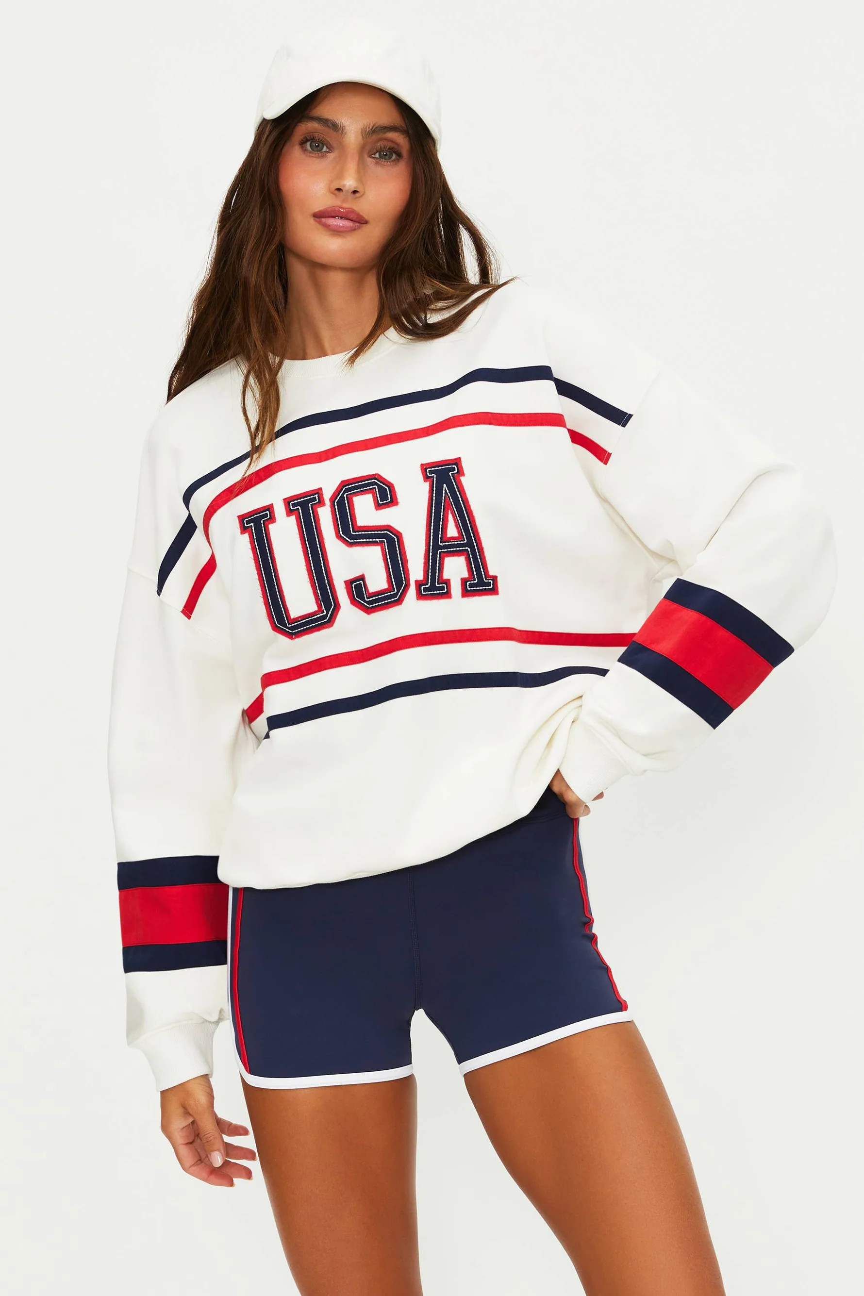 Devyn Oversized Sweatshirt Firework Colorblock | Retro Americana Sweatshirt | Beach Riot | Beach Riot