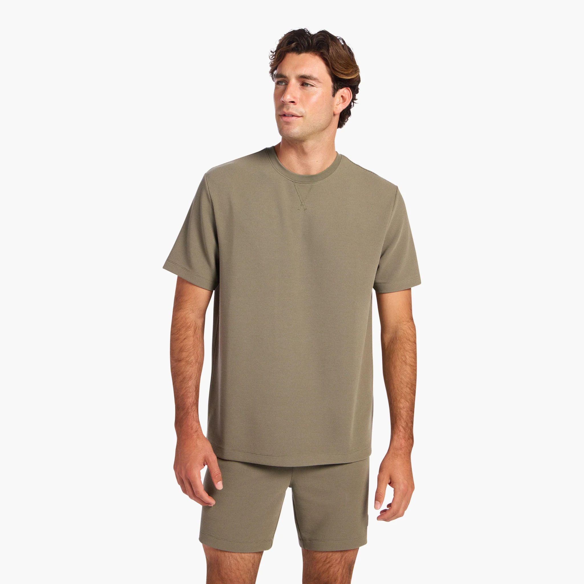 Men's Performance Waffle T-Shirt | Olive | Nuuds US