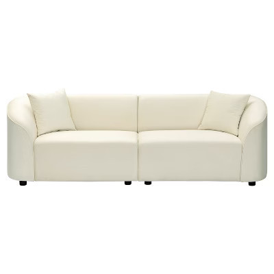 Christopher Knight Home Godwin 87.5" Modern Upholstered 3 Seater Curved Sofa, Beige | Target