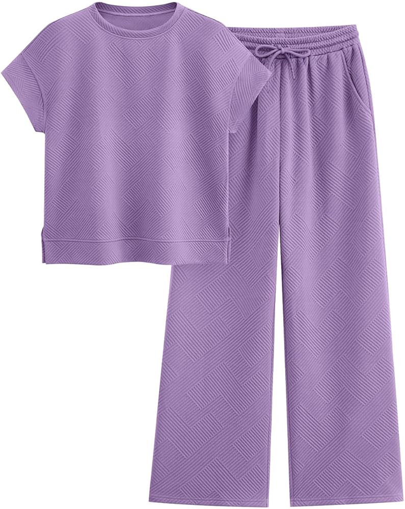 PRETTYGARDEN 2 Piece Outfits For Women Casual Tracksuit Short Sleeve Tops And Wide Leg Long Pants... | Amazon (US)