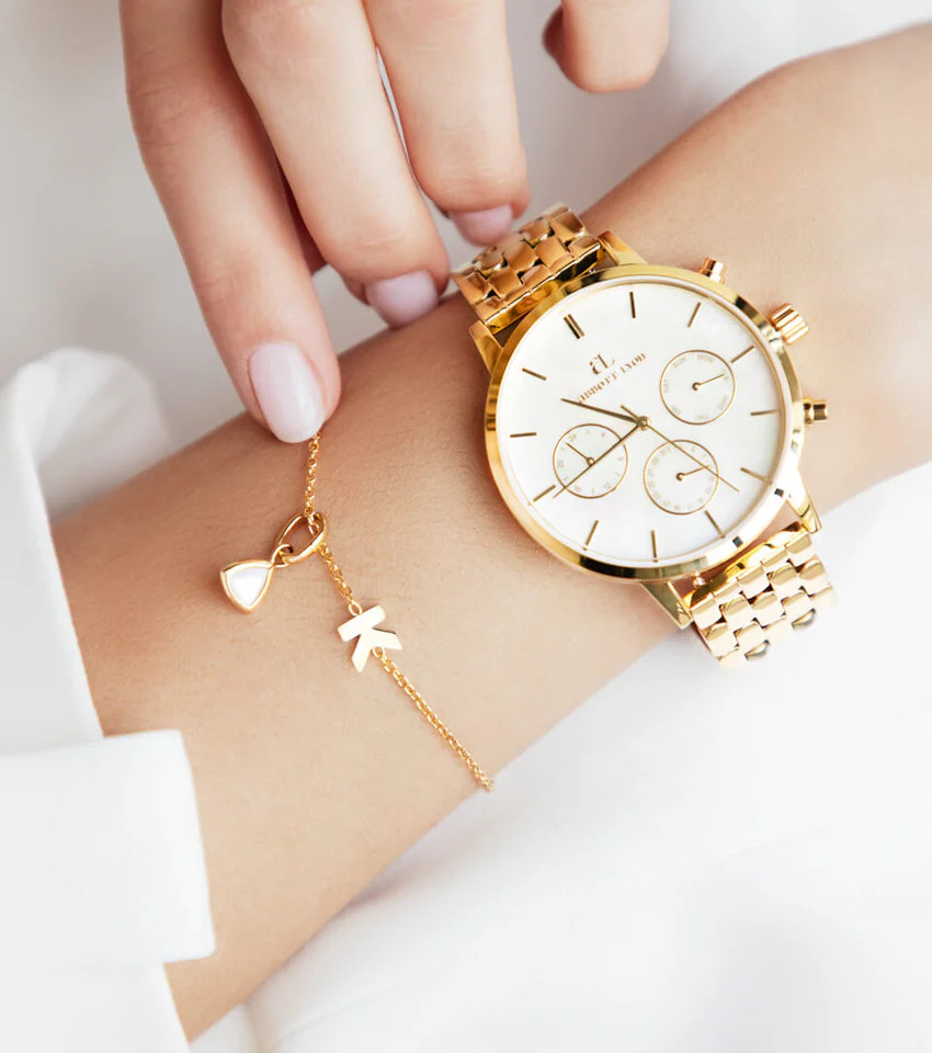 Birthstone & Little Luxe Letter Bracelet (Gold) | Abbott Lyon