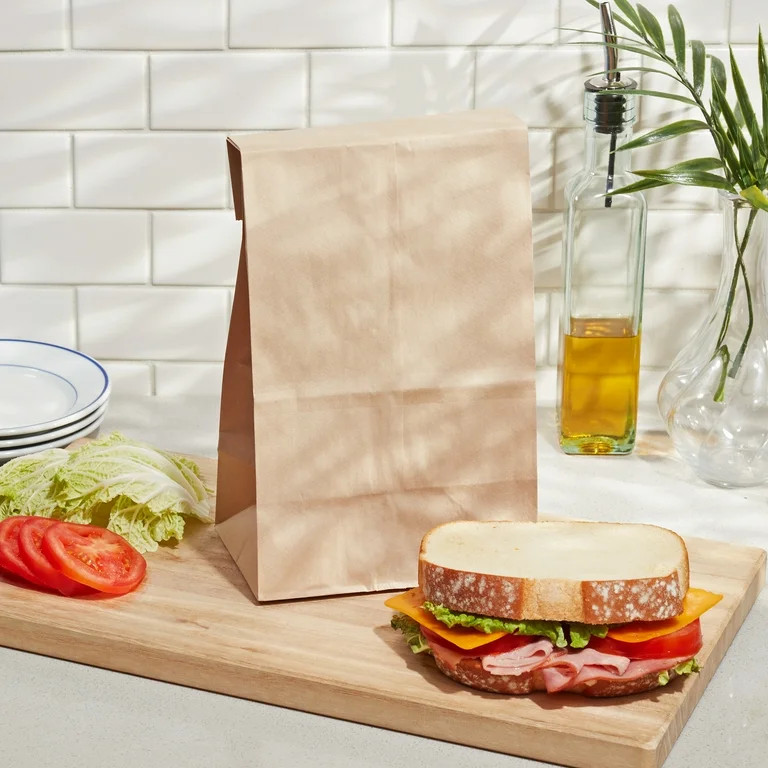 Great Value Kraft/Brown Self Standing, Multi-Functional, Fold Top Closure Giant Lunch Bags, 50 Co... | Walmart (US)