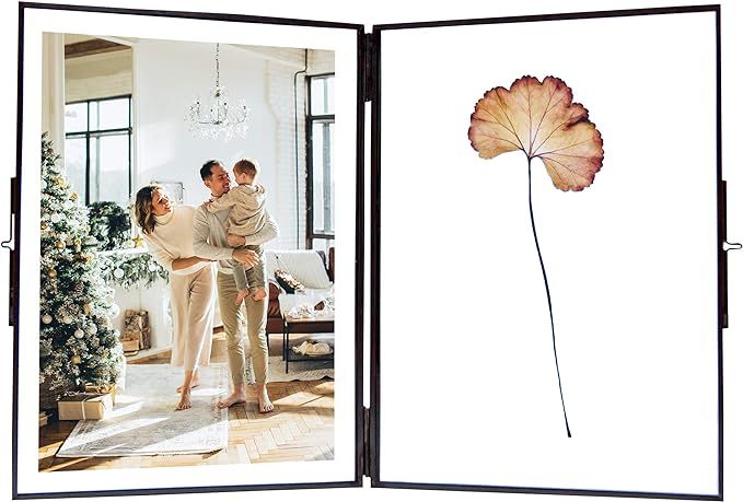 Hulogen 2 Pane Pressed Glass Frame Herbarium for Pressed Flowers, Dried Plant Specimens, or Float... | Amazon (US)