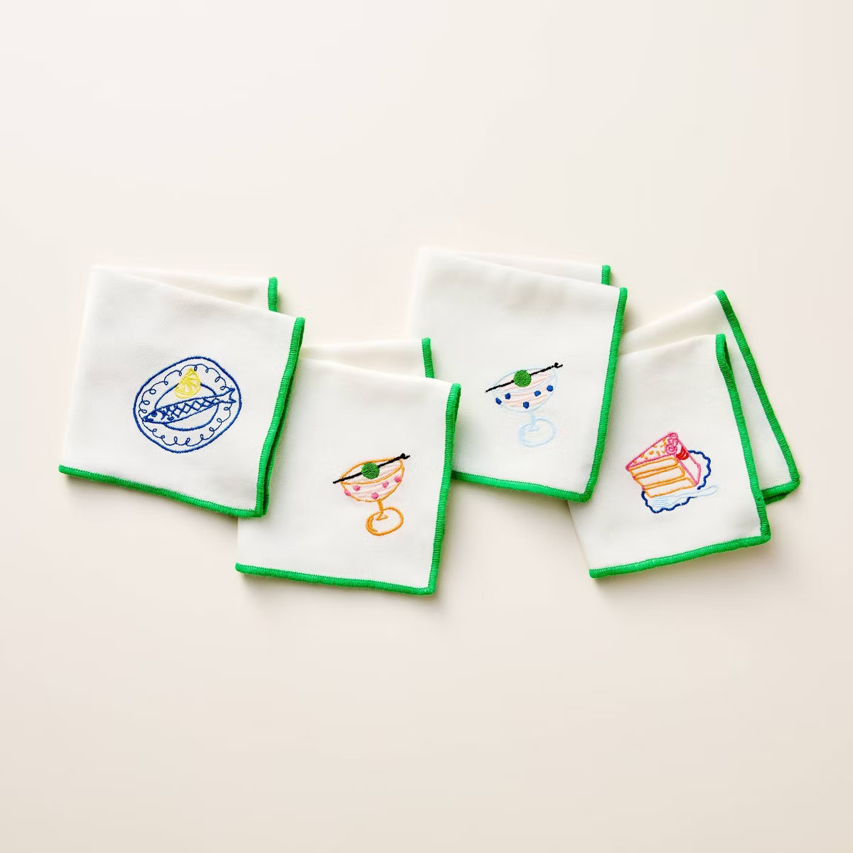 4ct Embroidered Icon Cloth Cocktail Napkin Cream - kate spade new york x Target | Target