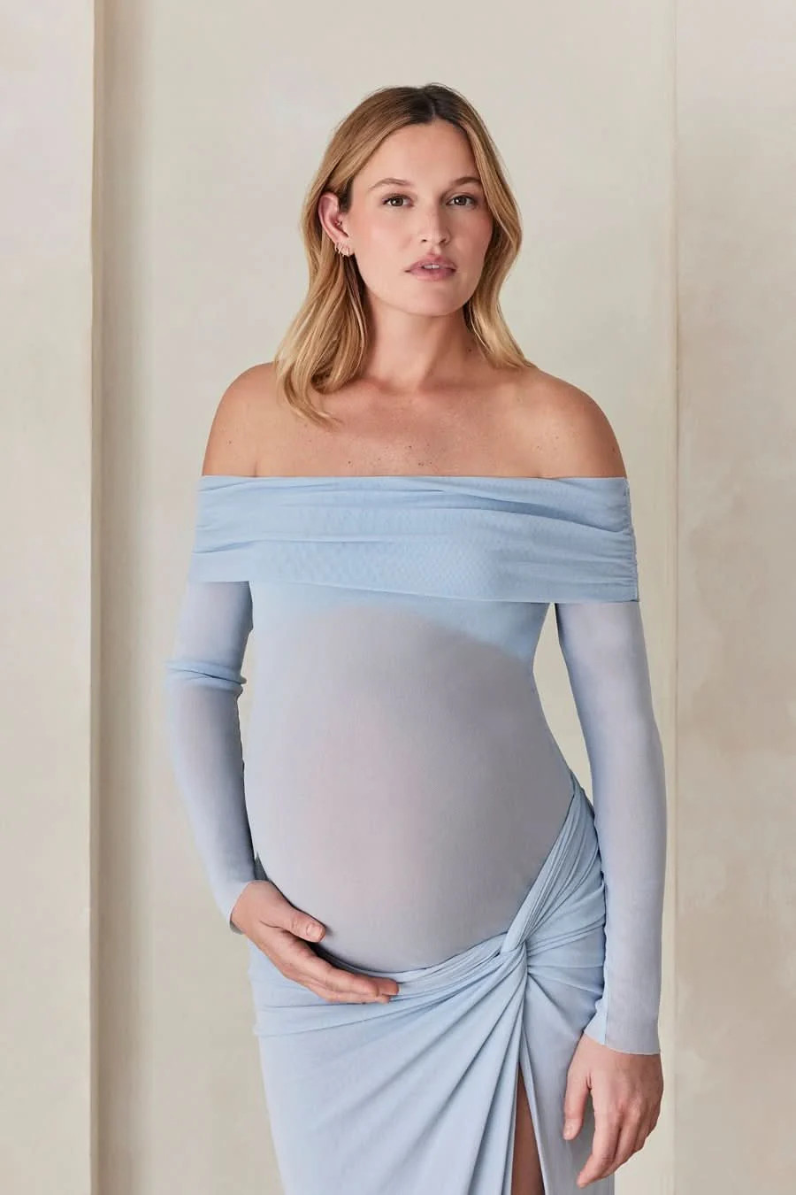 Shop Off The Shoulder Soft Mesh Maternity Top | BUMPSUIT Maternity | BUMPSUIT