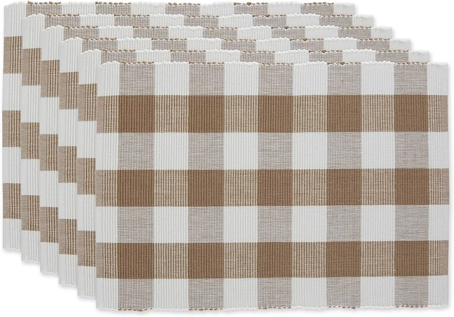 DII Buffalo Check Collection, Classic Farmhouse Tabletop Set, Placemat Set, 13x19, Stone, 6 Piece | Amazon (US)