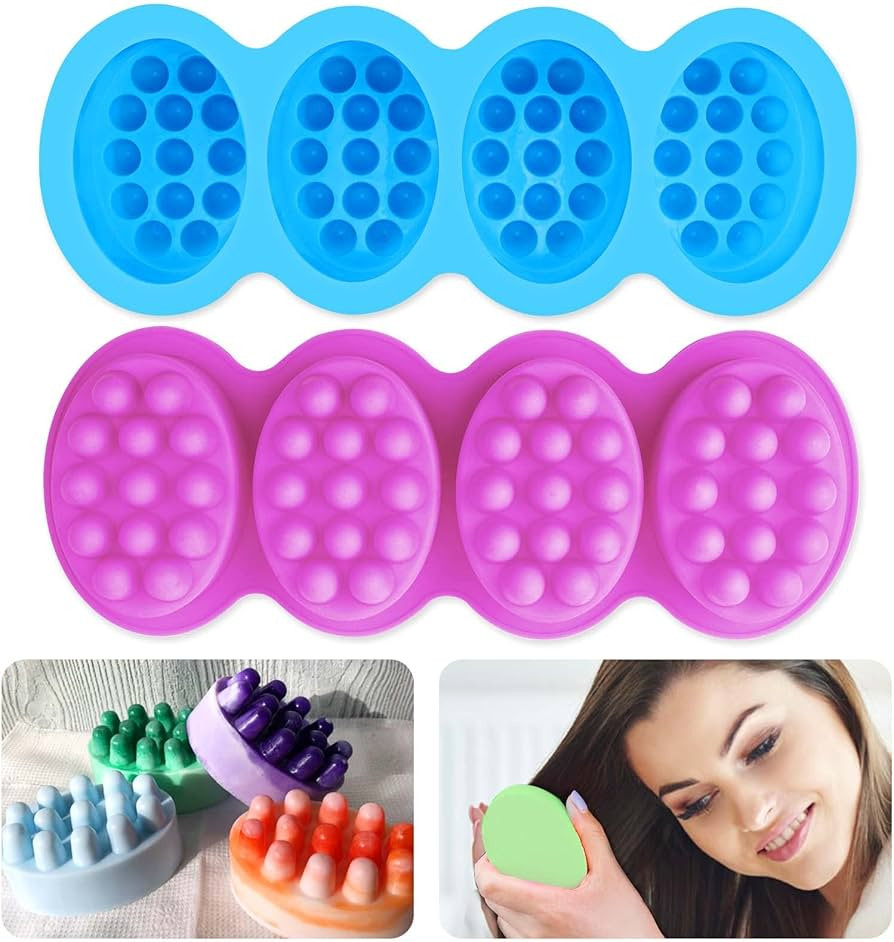 BABORUI 8 Cavities Silicone Massage Bar Soap Molds, 2 Pack 3D Hair Comb Ice Mold for Scalp Massag... | Amazon (US)