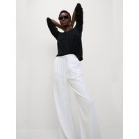M&S Linen Blend Wide Leg Trousers White | Marks & Spencer (UK)