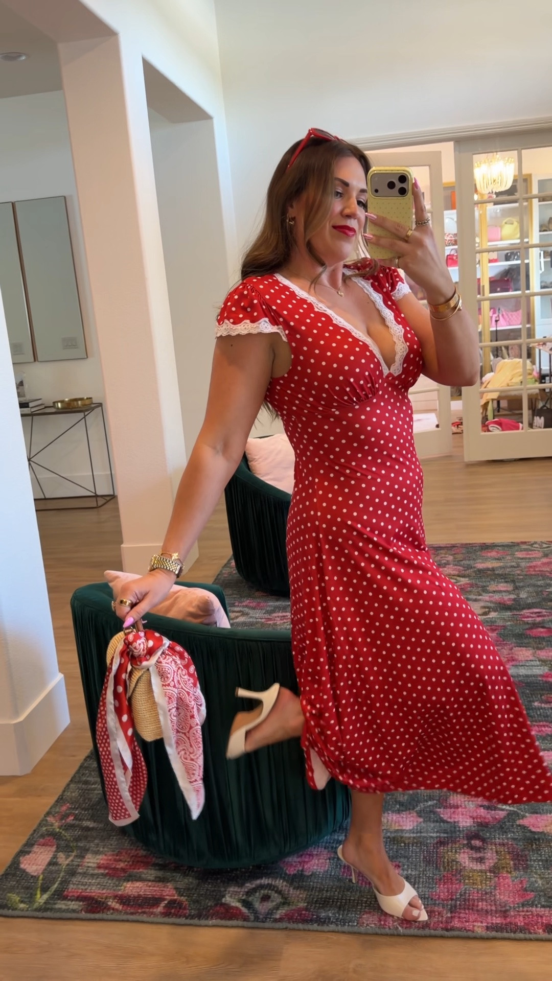 curvy midsize red polka dot maxi dress for summer! wearing the size large and under $50!

#LTKSeasonal #LTKMidsize