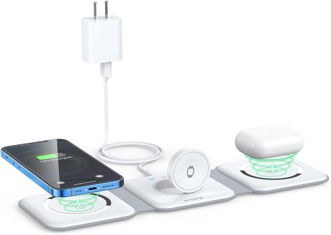Amazon.com: Wireless Charger 3 in 1,RTOPS Magnetic Travel Wireless Charging Station Multiple Devi... | Amazon (US)