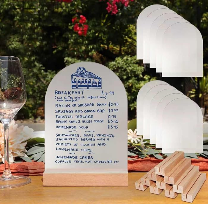 Frosted Blank Arch Acrylic Sign with Wooden Stands - 10 Pack DIY Customizable Sign Kit for Weddin... | Amazon (US)