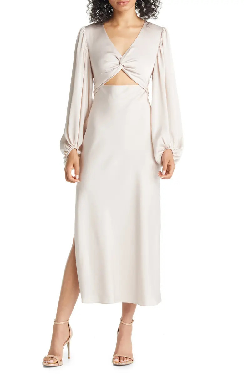 Twist Front Long Sleeve Cocktail Dress | Nordstrom