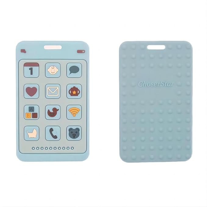 Soft Silicone Phone Shape Teether Boys Girls Baby Molar Teether Chew Toys, Teething Toy (Blue) | Amazon (US)