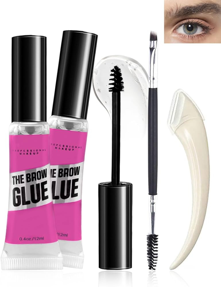 Waterproof Brow Gel Clear-2PCS Strong Hold Eyebrow Gel,Eyebrow Mascara Long-Lasting Quick-Drying ... | Amazon (US)
