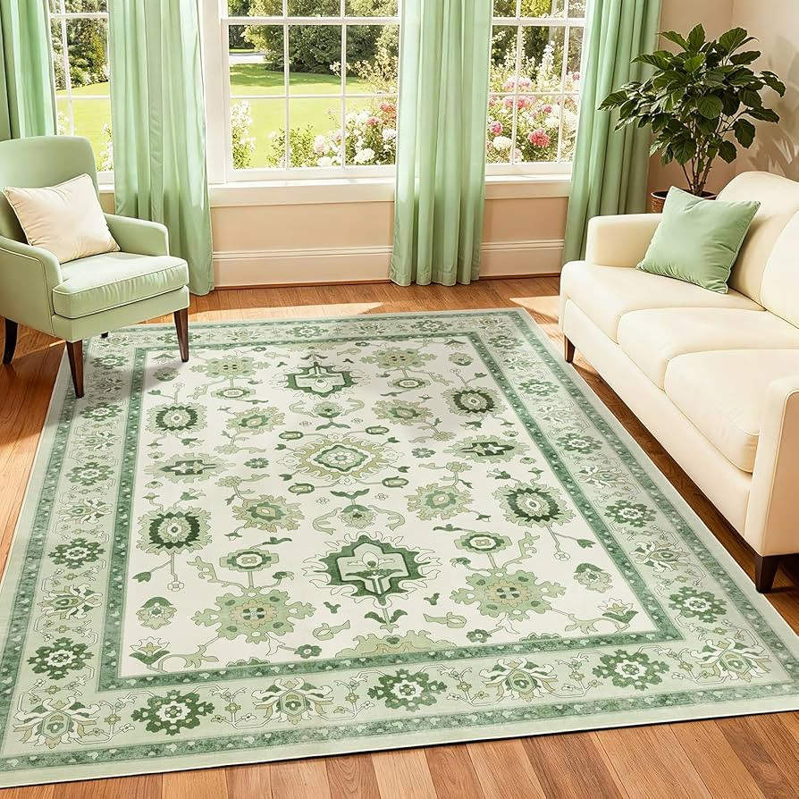 Vintage 5x7 Area Rug,Dark Boho Rug with Non-Slip Backing, Ultra Soft Low Pile Carpet Machine Wash... | Amazon (US)