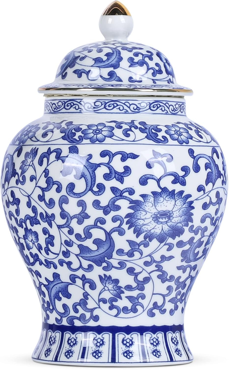 Chinese Ginger Jar with Lid Chinoiserie Antique Style,Home Decorative Retro Blue and White Porcelain Flowers Ceramic Covered Jar Vase,Traditional China Ming and Qing Style (Branches Jar) | Amazon (US)