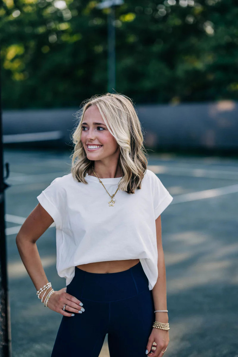 Nessa Cap Sleeve Tee - White | cocolillys