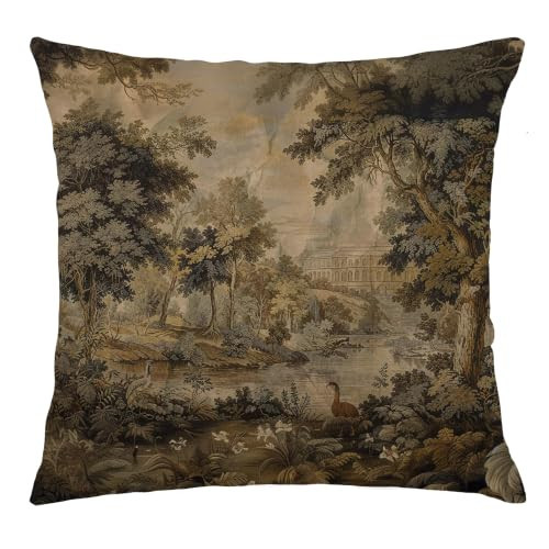 BUJSP Vintage French Country Landscape Tapestry Pillow Cover 22x22 | Amazon (US)