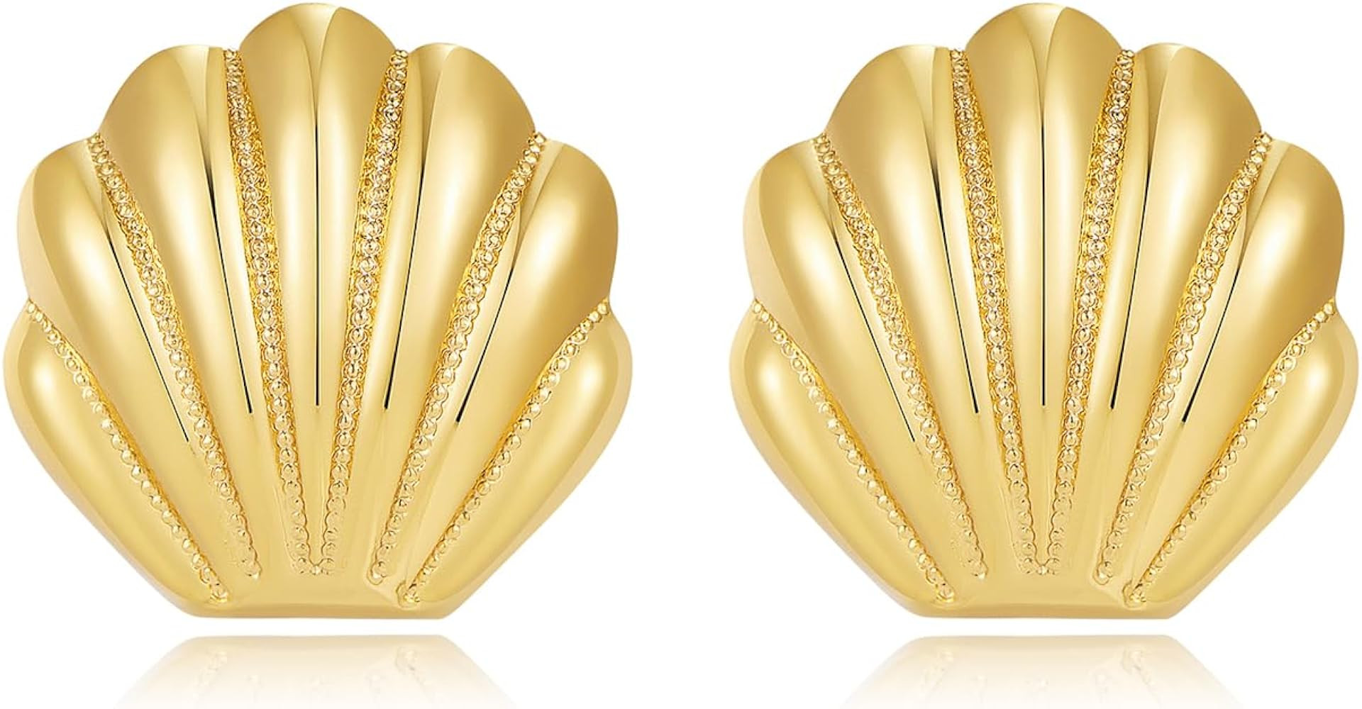 Gold Seashell Stud Earrings For Women Big Shell Earrings Summer Beach Earrings Nautical Vacation ... | Amazon (US)