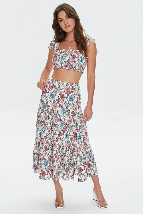 Floral Print Crop Top & Midi Skirt Set | Forever 21 | Forever 21 (US)