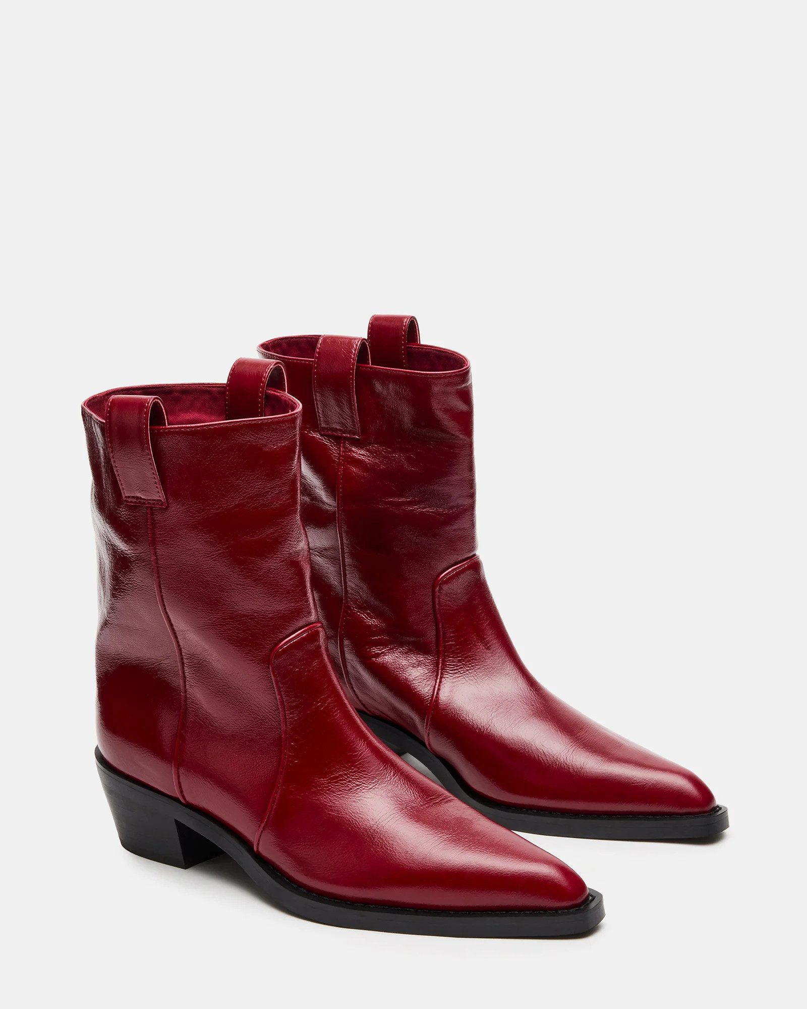 VINNY Red Leather Pointed-Toe Women's Ankle Boot | Steve Madden (US)