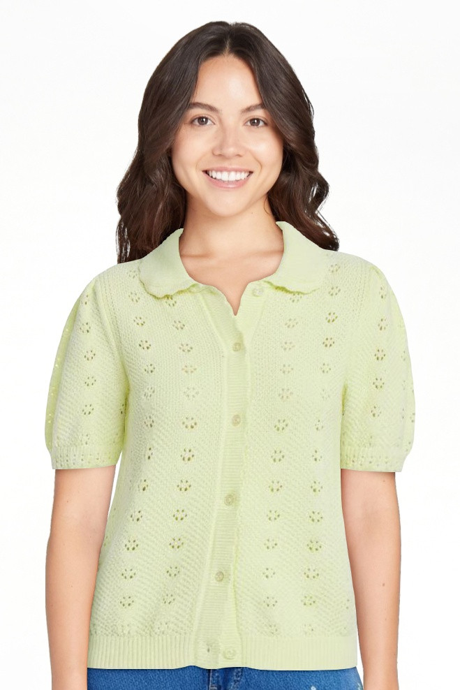 Free Assembly Women's and Women's Plus Cotton Pointelle Cardigan Sweater with Short Sleeves, Ligh... | Walmart (US)