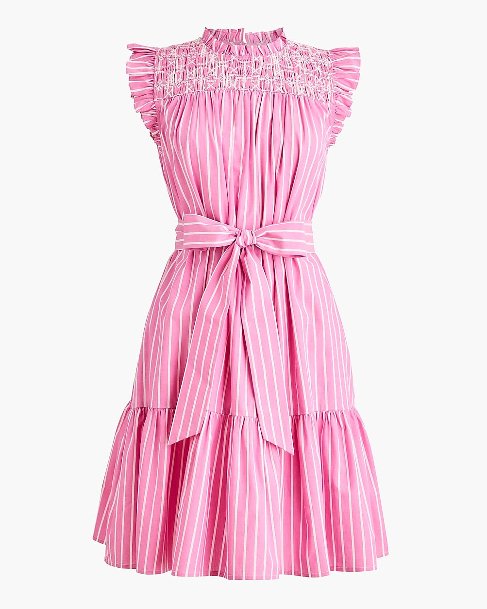 Striped ruffle-sleeve embroidered mini dress | J.Crew Factory