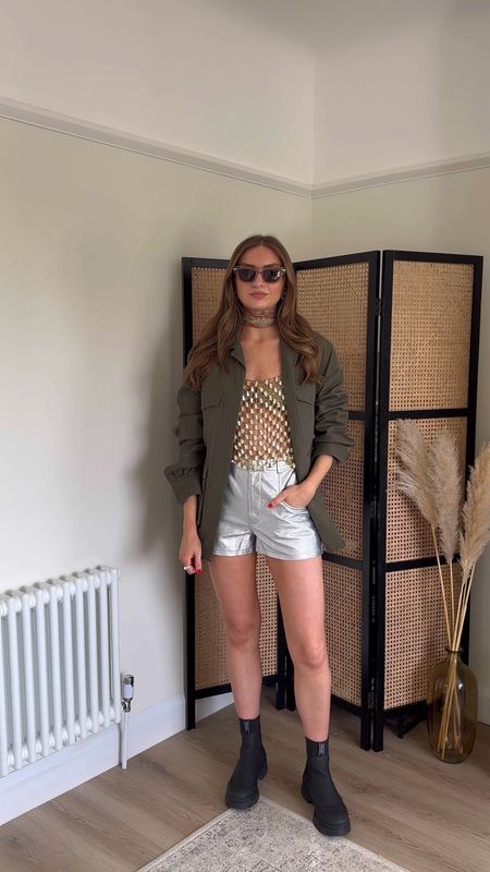 What I’d wear to Glasto…

Look 3:
A size 8 in the ASOS EDITION embellished pearl and chain sleeveless crop top in gold (I’ve layered a bikini top underneath) 

A size 10 in the Boohoo Faux Leather Metallic High Waisted Tailored Shorts
(I sized up so the weren’t too snug and also for a bit of extra length)

My exact jacket is Toteme but I wouldn’t wear that to the festival, similar linked

My boots are the Barbour International Reine boots (from last year) so I’ve linked very similar styles


Festival outfit Inso, Glastonbury outfit, UK festival, silver shorts, rave outfit, party outfit, sequin top, beaded top 

#LTKuk #LTKfestival #LTKsummer