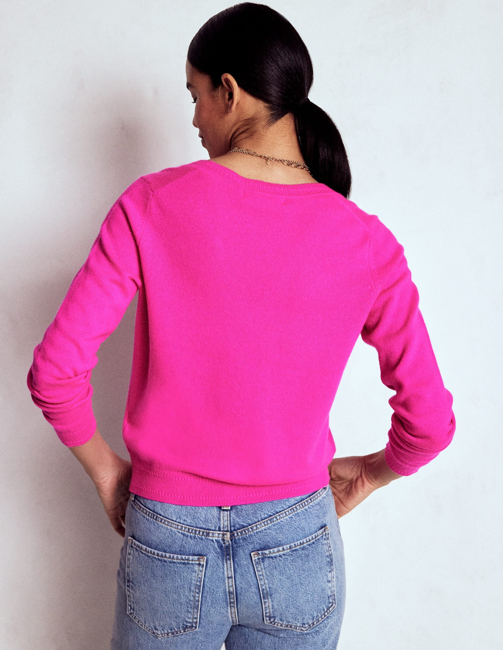 Eva Kaschmirpullover mit V-Ausschnitt-Farbenfrohes Stiefmütterchen | Boden DE
